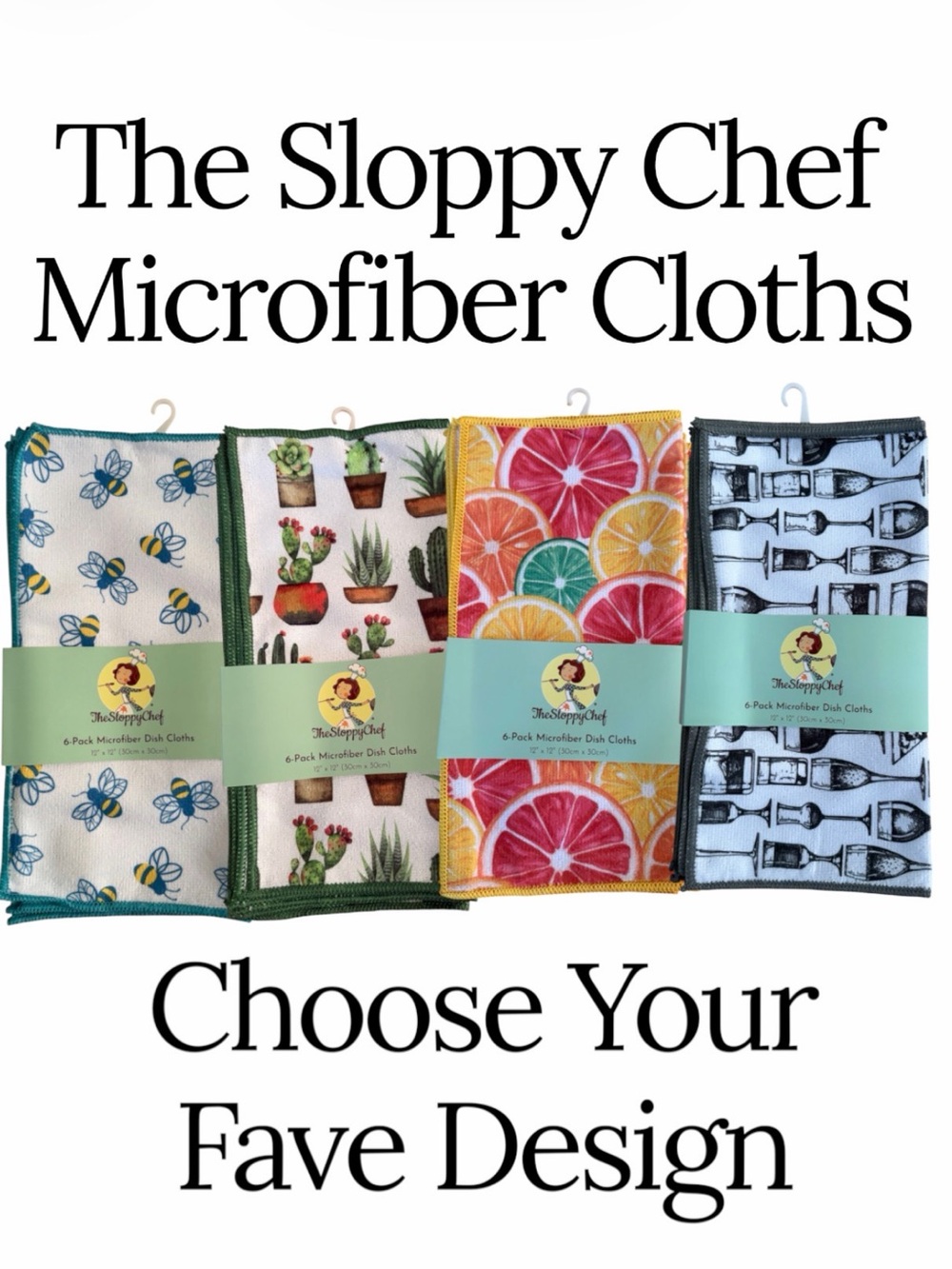 The Sloppy Chef 6 Pack Microfiber Dish Cloths